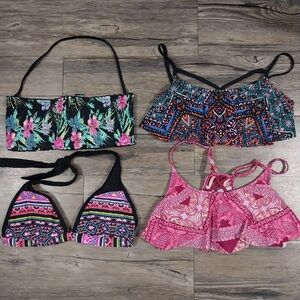 Arizona Colorful Patterned Bikini Tops Set Womens M Summer Beach Swim Halter Top